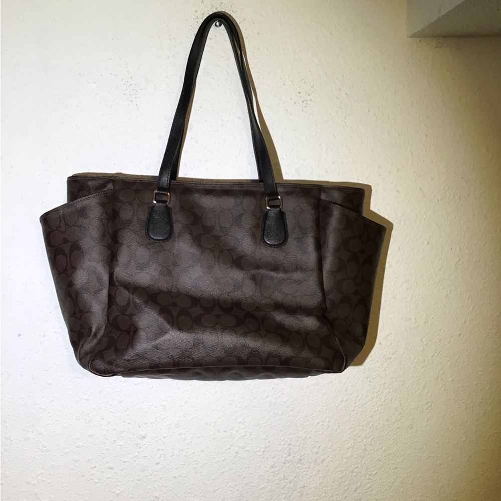 Coach brown/black large tote shoulder bag - Picture 5 of 11